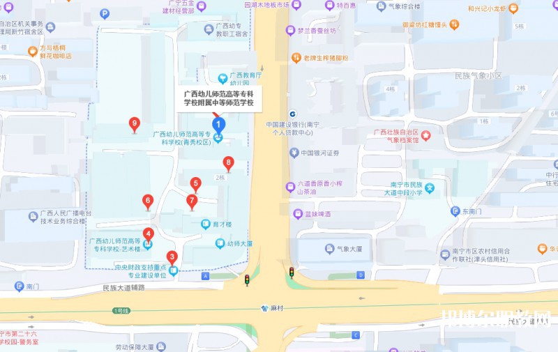 廣西幼兒師范高等?？茖W校附屬中等師范學校地址，乘車路線